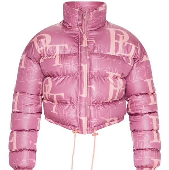 Pink Vinyl Puffer Jacket Wholesale Crop Puffer Jacket